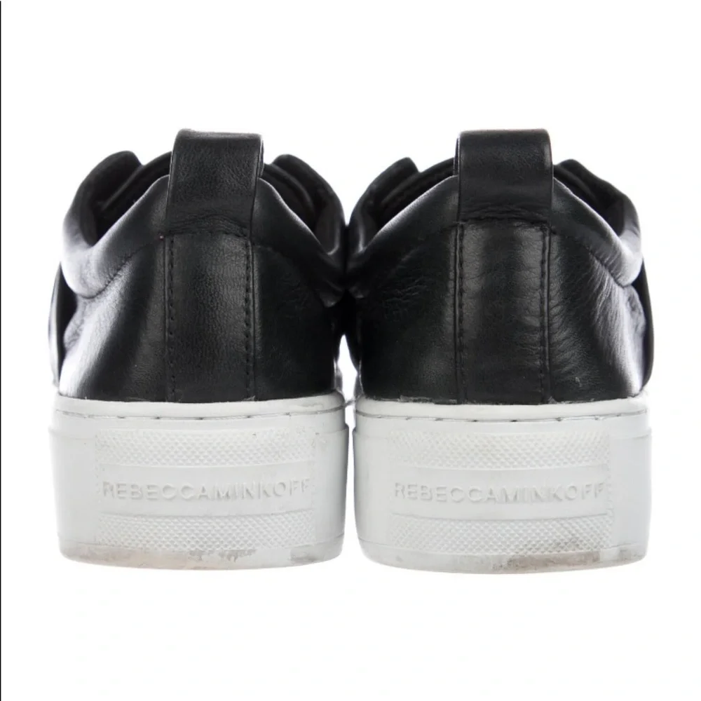 Rebecca‎ Minkoff Nicole Leather Platform Slip On Sneaker Black Size 6 1/2 M